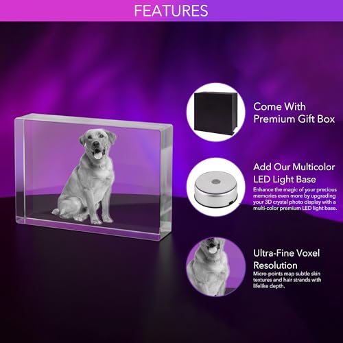Print Maniacs 3D Crystal Photo Laser Engraved Picture 3D Crystal Rectangle Engraved Personalised Memorial Birthday Gifts for Mom Dad — photo 3