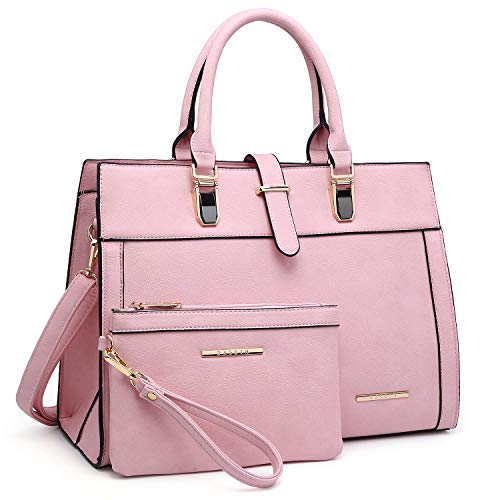 Women’s Handbag Flap-over Belt Shoulder Bag Top Handle Tote Satchel Purse Work Bag w/Matching Wristlet