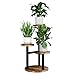 Bamworld Blumenständer Holz Pflanzenständer Pflanzenregal Indoor Blumenregal Kleines Metall Blumenständer für Terrasse, Garten, Balkon, Wohnzimmer, Schlafzimmer (3 Etagen)