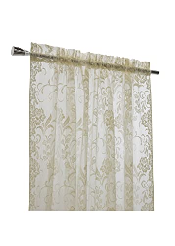 Loft Living Louis Embroidered Floral Lace Window Curtain Panel 55" X 84" In Ivory #TOP4