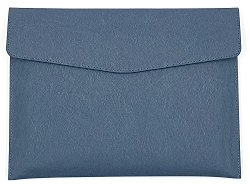 KISUOMAOYI PU Leather A4 File Folder Document Holder Waterproof Portfolio Envelope Folder Case with Snap Closure(Blue)