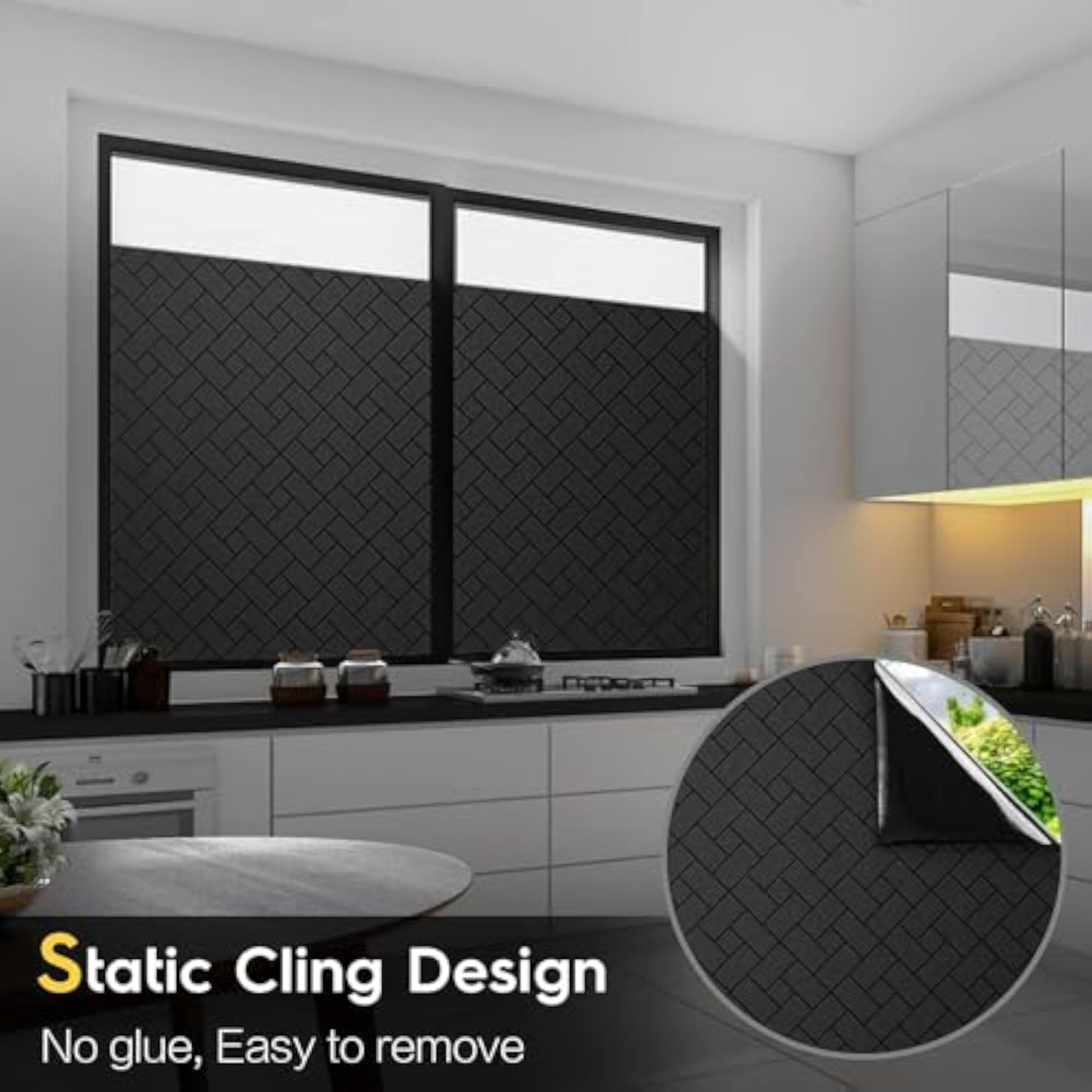 Total Blackout Privacy Window Film Cover, 100% Light Blocking
