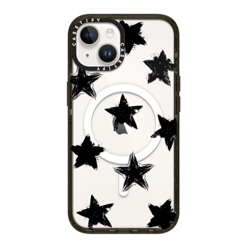 CASETiFY �C���p�N�g iPhone 14 �P�[�X [MIL�K�i���� (4x MIL-STD-810G)/2.5m����̗����������N���A/MagSafe �ɑΉ�] - Star Marks - �u���b�N