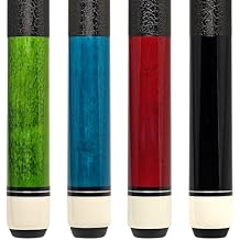 Pool Cue Sticks 4-Pack, 58 Inch Billiard Cues for Home & Bar Play, Solid Maple Wood Pool Sticks with 12.5mm Multi-Layer Leather Tip, Leather Grip, Digital Printed Butt 20oz Each