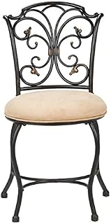 Hillsdale Furniture Sparta Vanity Stool, black with gold highlighted accents
