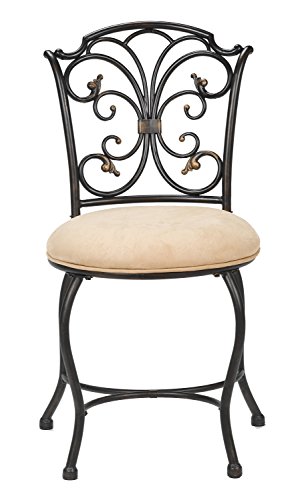 Hillsdale Furniture Sparta Vanity Stool, black with gold highlighted accents