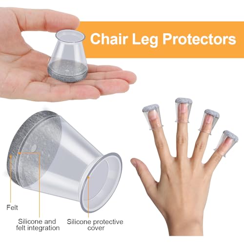 Image of 32 Pcs Chair Leg Protectors for Hardwood Floors, Silicone Felt Furniture Leg Cover Pad for Protecting Floors from Scratches and Noise, Smooth Moving, X-Small(Fit Round Diameter:1 /2 inch to 5 /16 inch)
