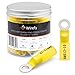 90 PCS Ring Connectors #10 Yellow 12-10 AWG - Heat Shrink Connectors - Electrical Connectors - Solderless Wire Connectors - Automotive Marine Ring Terminals by Wirefy