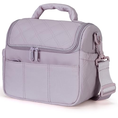 stillithou Lunch Bag Insulated Leakproof, Quilted Puffer Lunch Bag Women Lightweight for Work Travel Beach Picnic, Medium(Normal), Grey