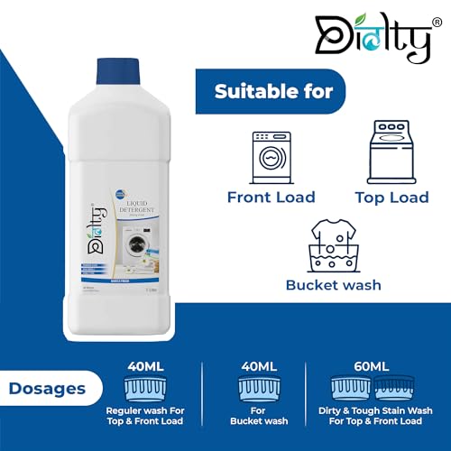 Image of Diolty 1L Liquid Laundry Detergent Fresh Fragrance | Concentrated Bio-Enzyme Stain Remover | HE Front Load Top Load Safe | ColorSafe Fabric Protector | 20+ Washes Family Value Pack