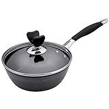  Pot à Lait en Fonte Pot Antiadhésif Manuel Petit Pot Casserole à Neige Bébé Nourrisson Pot de Complément Alimentaire pour Bébé Pot à Lait Chaud 20cm (Noir 20cm)