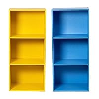 【新品／未組立品】カラーボックス 3個セット （イエロー／グリーン／ブルー） 3段ボックス 本棚 収納棚 オープンラック Amazon｜OKUNAI カラーボックス 3段 幅約39×奥行約29×高さ約89cm 2台
