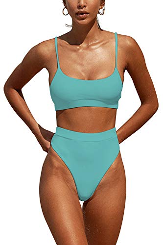 Womens High Waisted Swimsuits Bottom Padded Bathing Suits Bikini Sets Top Two Piece Swimwear