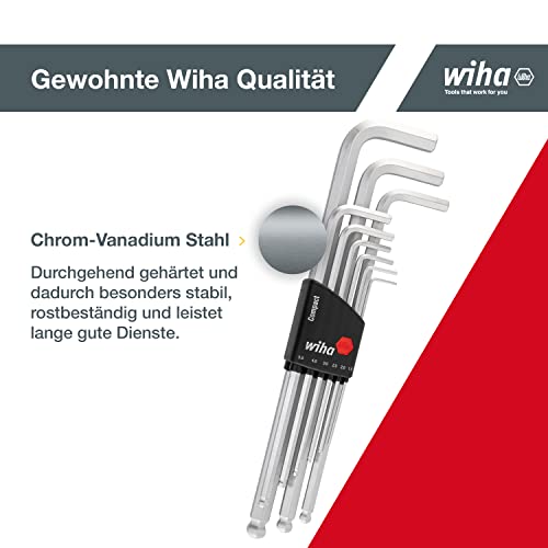 Wiha Innensechskant Schlüssel Satz 10-tlg (02292) I Stiftschlüssel Set mit Kugelkopf für Winkel bis zu 25 Grad I Sechskantschlüssel im… – Ansicht 4