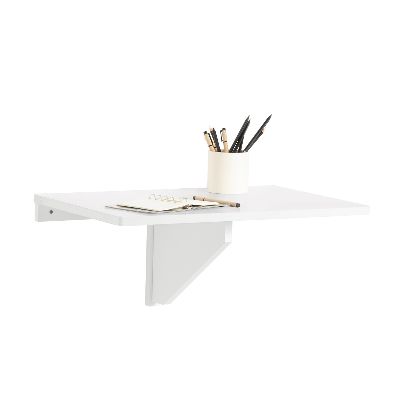 SoBuy Tavolo Pieghevole a Muro, Scrivania per Computer, Tavolo da Cucina Salvaspazio in Legno, Design Compatto e Multifunzionale, Perfetto per Piccoli Spazi Bianco FWT03-W