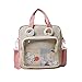 Faerland Ita Tasche mit Bärenpuppe, koreanischer Stil, niedlich, klein, Nylon, transparent, rose, Einheitsgröße