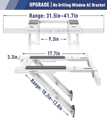 Image of No Drilling Window AC Support Bracket, Adjustable Support Fits Single & Double-Hung Windows, Air Conditioner Holder Bracket Heavy Duty Steel Holds Up to 300lbs, for 5000-24000 BTU Units