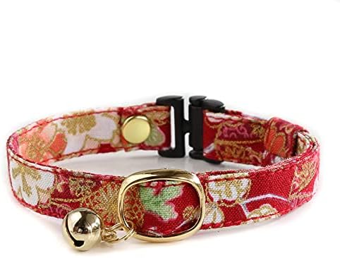猫 子猫 フェレット 首輪 和柄 お正月 セーフティバックル付 安全ベルト 鈴付 Xs 新