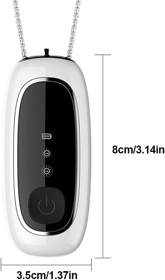Wearable Air Purifier, Portable Air Freshener, Personal Air Necklace Around The Neck, Eliminates Smoke, Smell, Odors, Dust, 120 Million Negative Ions, for Adults Kids (White)