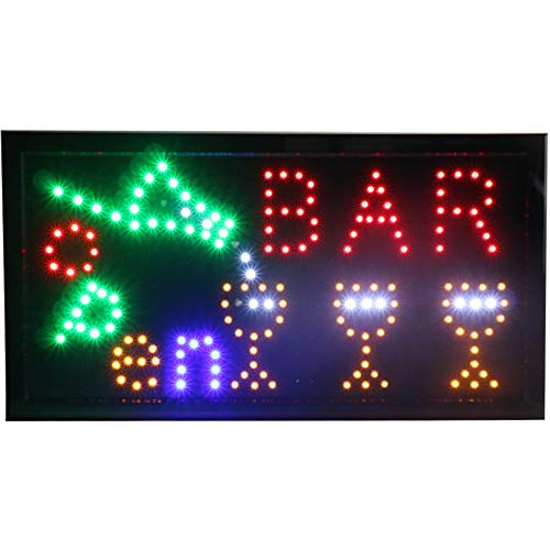 Chenxi New Animated Bar/Beer/Wine/Liquor Neon Led Store Open Sign 19 X 10 Inch (48 X 25 Cm) On Off Switch + Hanging Chain Lots Of Styles Bar Beer Pub (48 X 25 Cm, Bar) #TOP2