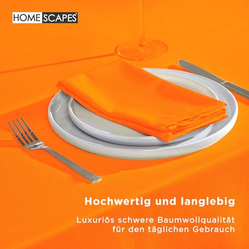 Homescapes Orange Tischdecke rund mit Hohlsaum aus 100% Baumwolle 178 cm, rundes Tischtuch, waschbar & pflegeleicht – Ansicht 4