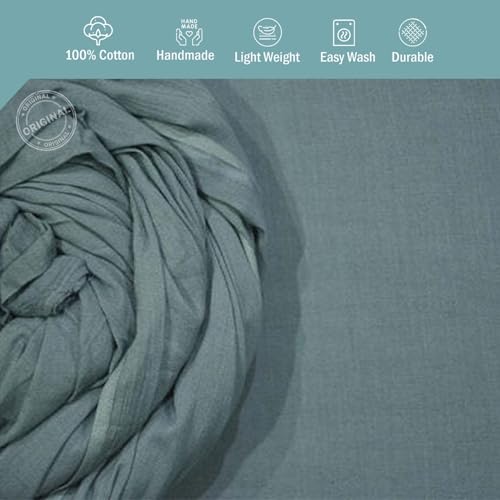 Image of 100% Pure Cotton Mulmul Fabric Material | Reusable Ultra Fine Mulmul Fabric | Lightweight Soft Smooth Piece Linning, Stole, Dupatta, Cushion Pillow Cover (Agate Green, 3.5 Meters)