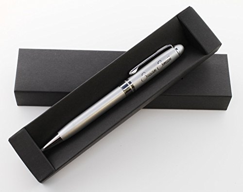Personalized Custom Premium Metal Pen + Gift Box | Design A Truly Unique Present | Laser Engraved (Silver)