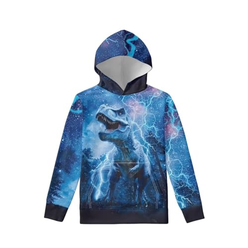 Image of WELLFLYHOM Boys Hooded Sweatshirts Hoodie Pullover Cool Graphic Crewneck Blouses Size 6-16