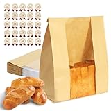 Bread Bags for Homemade Bread 25PCS Paper Sourdough Large Bakery Bags with Window for Baked Food Packaging...
