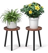 Vecxoty 2-Pack Wood Plant Stands Indoor, 16.7" Tall Plant Stand Outdoor Mid-Century Plant Stool, ...