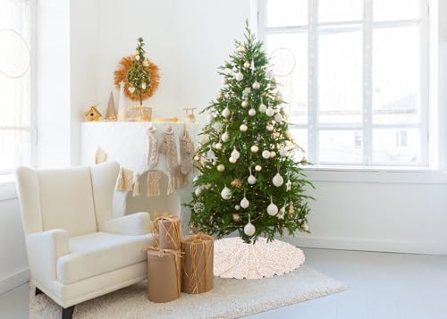 Champagne Gold 36 Inch Tree Skirt Christmas Decor Glitter Sequins Tree Mat Velvet Small Tree Skirt for Party Home Ornaments by LJIE-House - Image 2