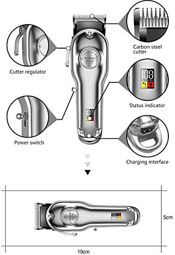 KEMEI Golden Cordless Hair Clipper Professional Hair Clippers Hair Trimmer for Men for Stylists and Barbers Full Metal Housing Hair Clipper USB Charge (Silvery)