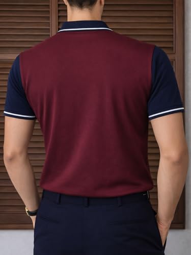 Image of Veirdo Men's Polo T-Shirt - Regular Fit Casual Half Sleeve Collar Tee, Stylish Solid Color Summer Wear, Comfortable Everyday Fashion Top (Sizes S-2XL)