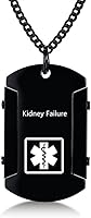 Vista 18 de Collar de identificación de alerta médica para hombres, grabado con láser, collar con colgante de etiqueta de acero inoxidable, identificación