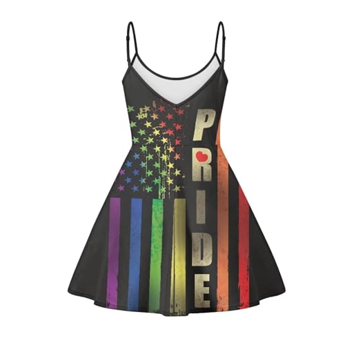 Image of Women's Spaghetti Strap Dress Summer Casual Swing Sundress Girls Beachwear Swing Mini Dress
