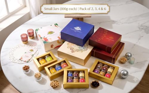 Image of Nature's Blend Gourmet Nut Fusion Gift Set | Ethnic New| Pack of 6 x 100g Jars | Healthy Gifting for all occassion | Almondette, Macadamia Nut, Brazil Nut, Hazelnut, Pecan Nut, Pine Nut | Perfect Corporate & Festive Dry Fruit Gift Hampers | Perfect Corporate Gift Hamper