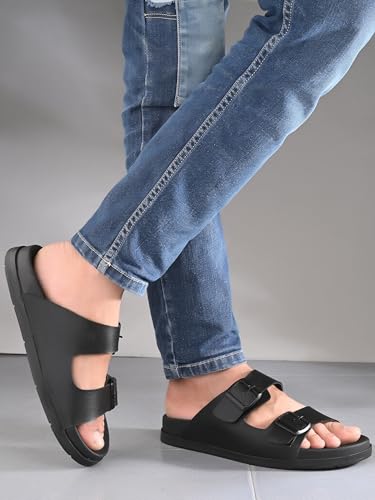 Image of AFROJACK Men's Sandals | Casual Sandal /Slippers For Men With PU Upper | Comfortable Sole Stylish & Durable Design | Slip-on Style | Light Weight, s4500