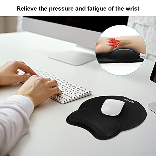 ELZO 2PCS Mouse Wrist Rest Support with Memory Foam Padding, Non-slip Rubber Base and Ergonomic Design for PC Computer Laptop Desktop (2 X Mouse Wrist Support Mat Black) - Image 2