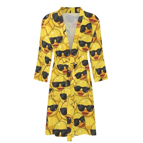 Yellow Duck With Glasses Funny Men's Robe Soft Lightweight Bathrobe Long-sleeve Spa Robes4