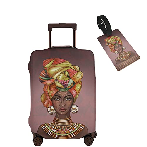 Nelife Travel Suitcase Protector African American Woman Elastic Protective Washable Luggage Cover With Concealed Zipper Suitable For 18-32 Inch -XL(A Little Large)
