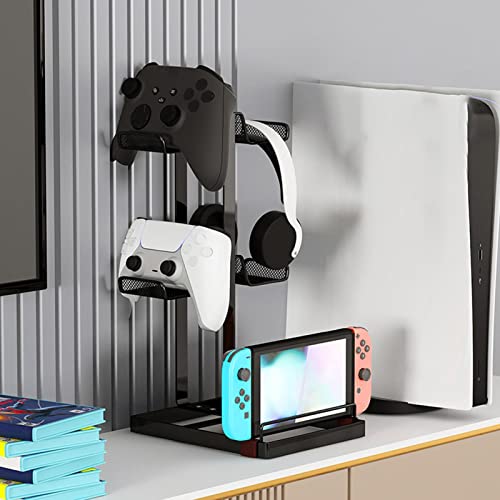 Suporte de controlador de jogo,Suporte para fone de ouvido de 2 camadas - Acessórios de jogos de met