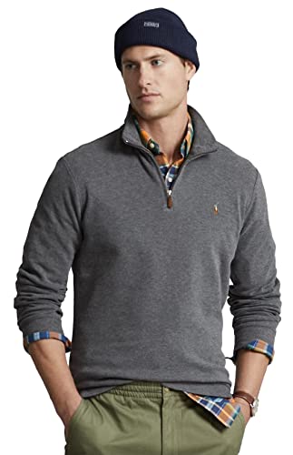 Polo Ralph Lauren Men's Big & Tall Fleece 1/2 Zip Mock Sweater-Barclygreysigpony-4Xlt #TOP1
