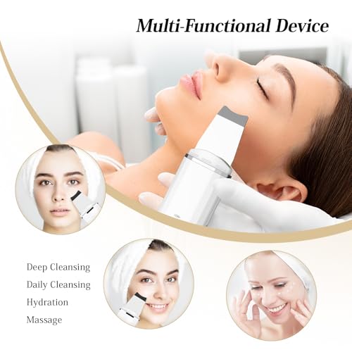 Ultraschallpeelinggerät ANLAN Skin Scrubber,Ultraschall-Peeling Porenreiniger Akne-Entferner Ionen Hautreiniger für Gesichtsreinigung Gesichtspflege(Weiß)