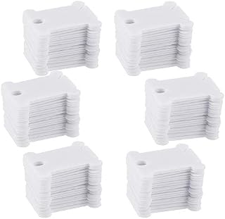 Opopark 120pcs Plastic Floss Bobbins Cross-Stitch Embroidery Thread Organiser Floss Bobbins Card for Craft DIY Embroidery Sewing Storage White