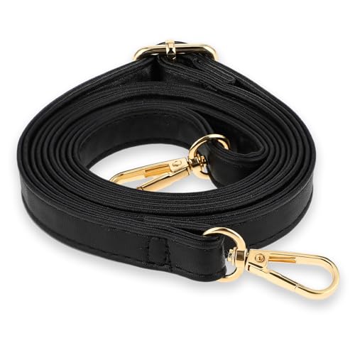 GEEHUA Correa de cuero para billetera ajustable, correa de reemplazo para bolso cruzado, bandolera, cinturón de hombro antideslizante universal negro con hebilla ajustable, Negro , Classic Style