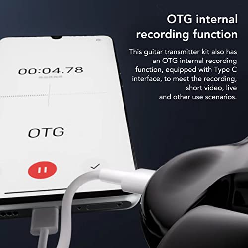 Tyenaza Black Guitar Wireless Transmitter Receiver Kit, Kit de Transmisor para Guitarra con Reverb Tipo C Inalámbrico Set Mono 6.35 para Reparación Diaria de Guitarra miniatura 7