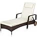 TecTake Chaise Longue Bain de Soleil en Résine Tressée Cadre en Aluminium 2 roulettes Dossier Réglable 6 Positions - Diverses Couleurs (Marron Marbré)