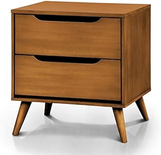 Furniture of America Belkor Mid-Century Modern Wood 2-Drawer Nightstand in Oak
