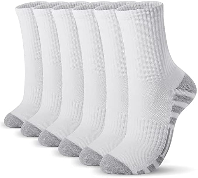 Airacker Athletic Socks Sport Running Calf Socks Performance Cushioned Breathable Crew Socks for Men Women(6 Pairs)