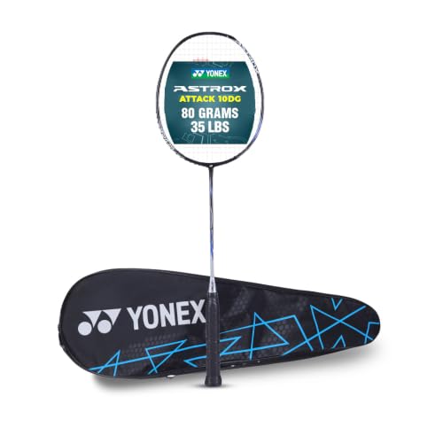 Image of Yonex Astrox Attack 10DG Ultra Strong| Made with Japanese Graphite|Strung Badminton Racquet with Full Cover (80 Grams - 32 Lbs, Silver)